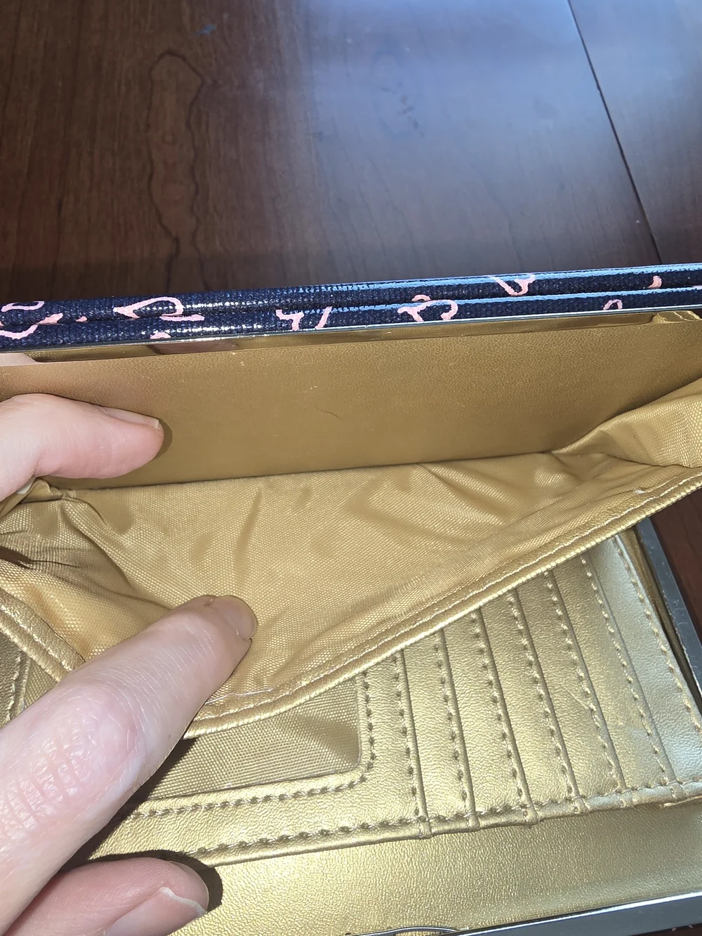 Target Navy and Pink Heart 💖 Snap Wallet with Gold Interior, Like New Condition